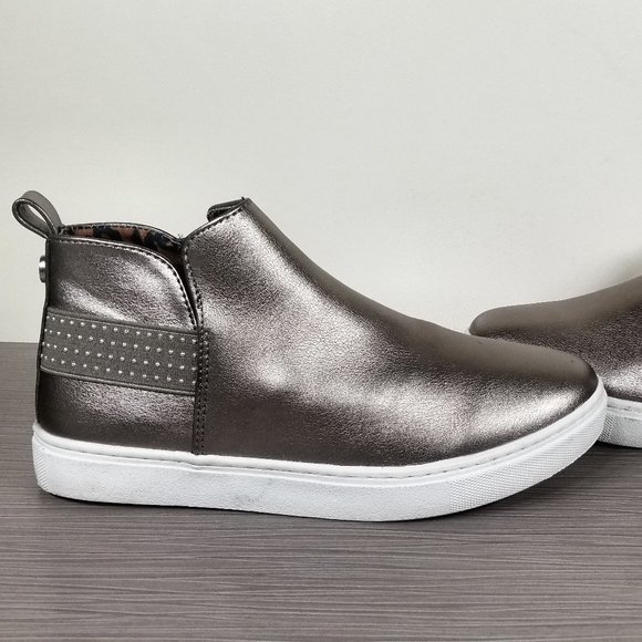 Steve Madden Crusin' Metallic Platform Sneaker, Platinum, Big Kid Size 5 M 8-12 - Picture 7 of 8